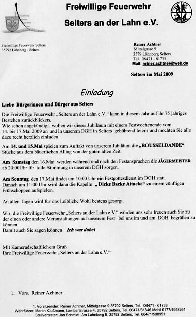 75 Jahresfeier Feuerwehr Selters